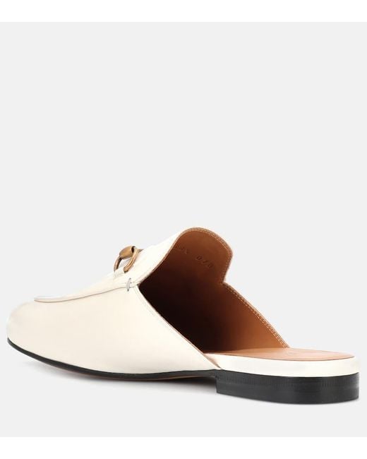 Mocassins ouverts en cuir Princetown Gucci en coloris White
