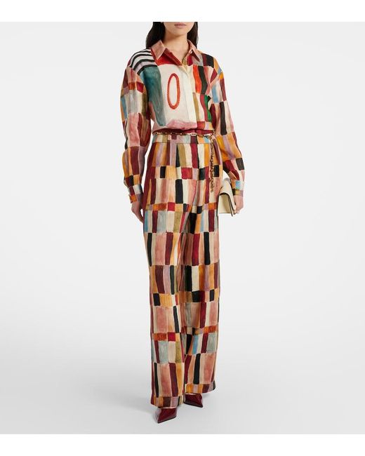 ALÉMAIS Orange X Lrnce Marjorelle Printed Linen And Silk Shirt