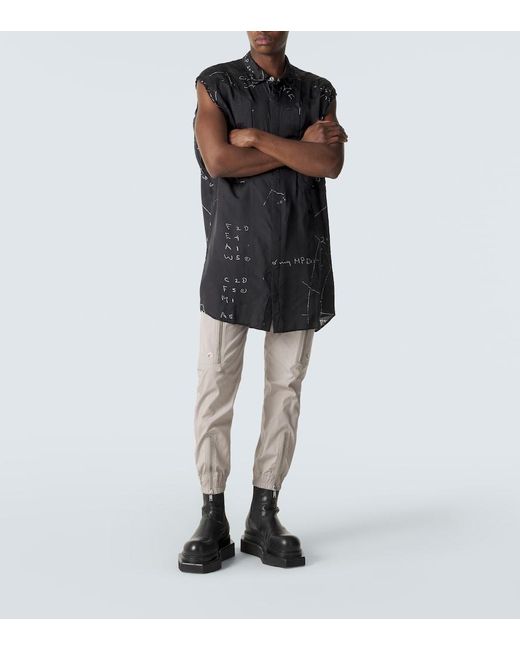 Rick Owens Black Jumbo Printed Shirt for men