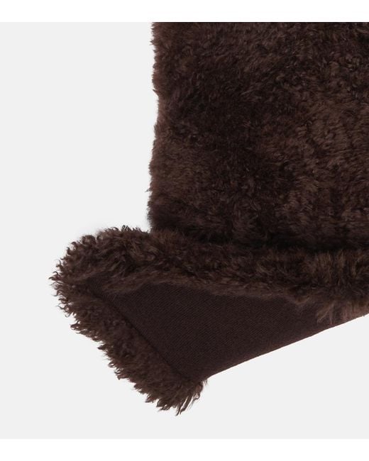 Yves Salomon Brown Shearling And Wool Scarf