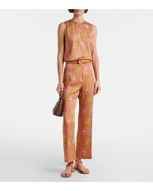 Etro Orange Paisley Bootcut Pants