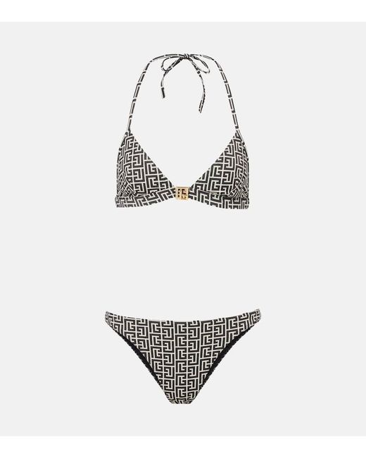 Bikini Con Monogramma di Balmain in Metallic