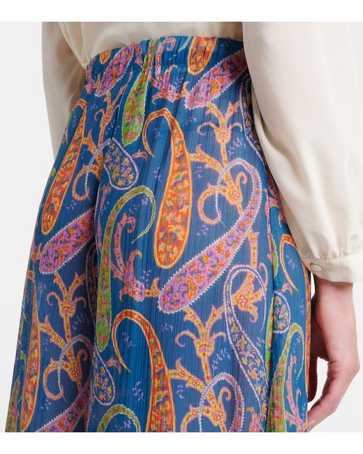 Etro Blue Paisley Wide-Leg Pants
