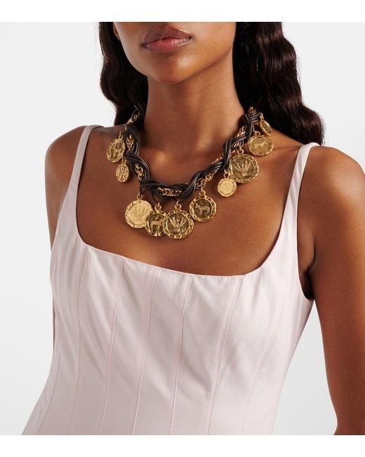 Jacquemus Metallic Pieces Leather Charm Necklace