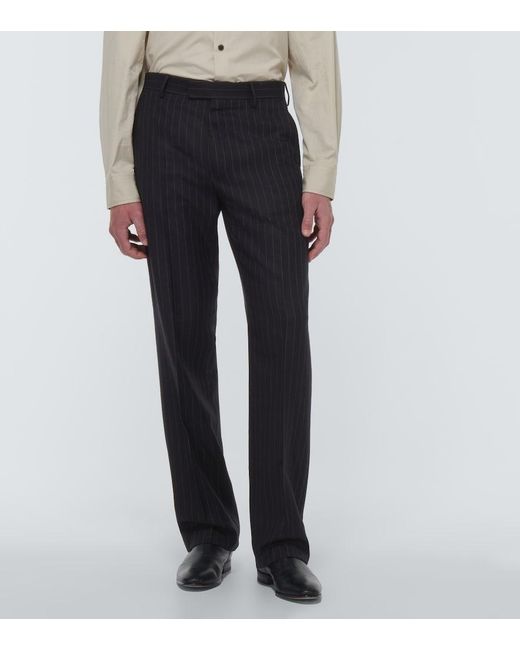 Dries Van Noten Blue Pinnet Pinstripe Straight Pants for men