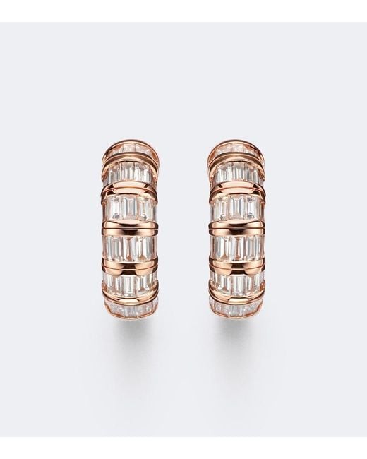 SHAY White 18Kt Rose Huggie Earrings With Diamonds