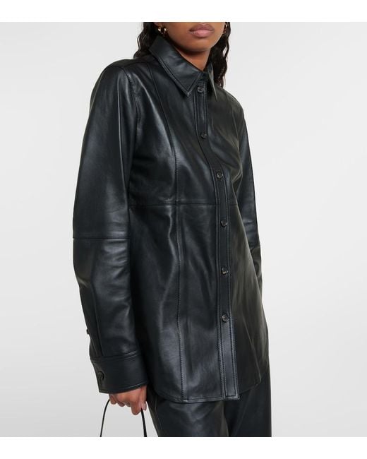 Totême Black Leather Overshirt