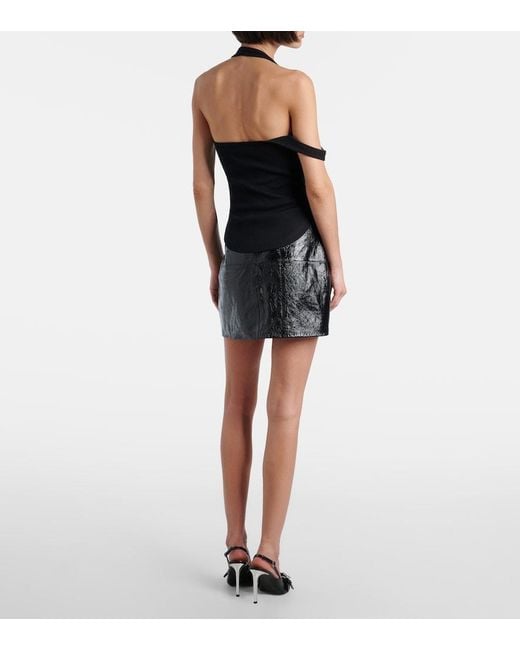 Courreges Black Undressed 90's Ribbed-Knit Cotton Top