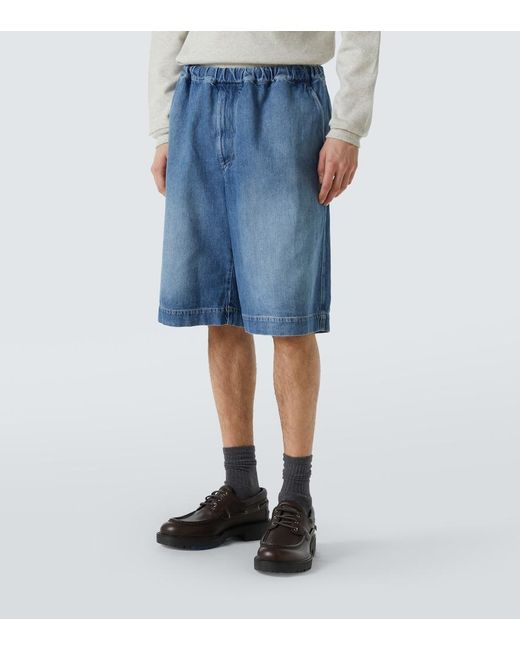 Plan C Blue Denim Bermuda Shorts for men