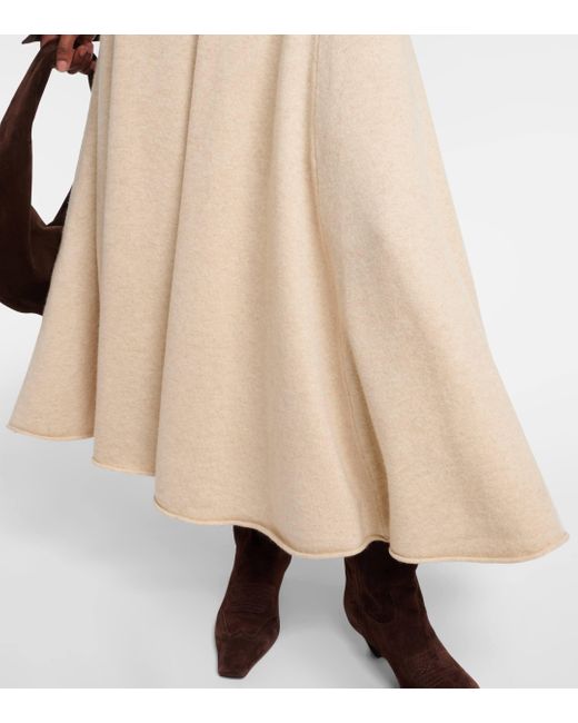 Extreme Cashmere Natural N°313 Twirl Cashmere-blend Midi Skirt
