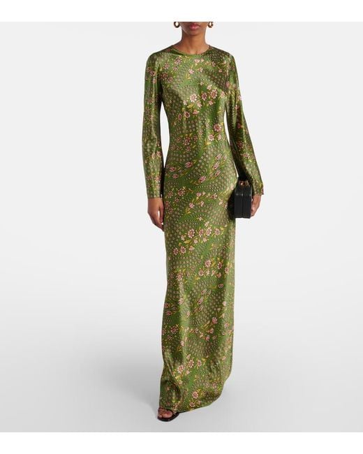 Veronica Beard Green Gemma Floral Silk-Blend Maxi Dress