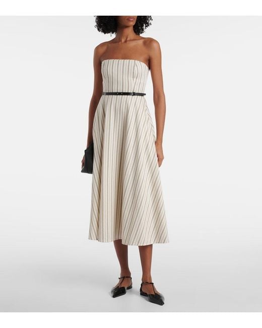 Max Mara Natural Fervida Cotton And Linen Midi Dress