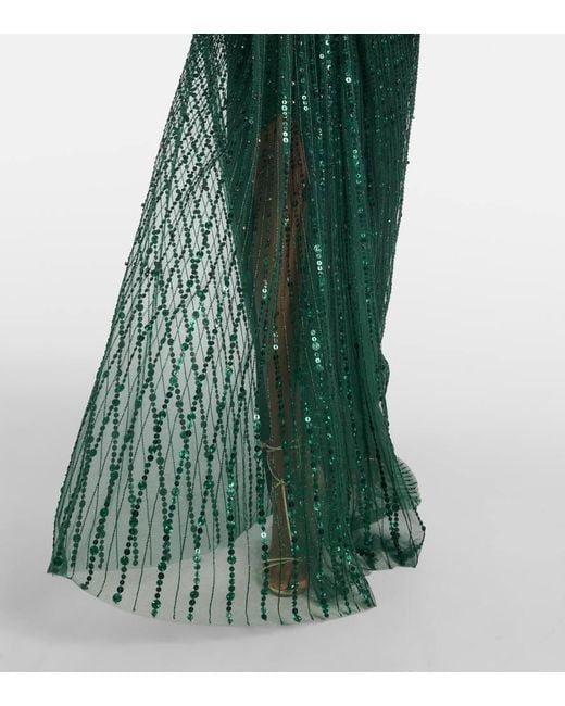 Vestido De Fiesta Anja Con Lentejuelas Jenny Packham de color Green