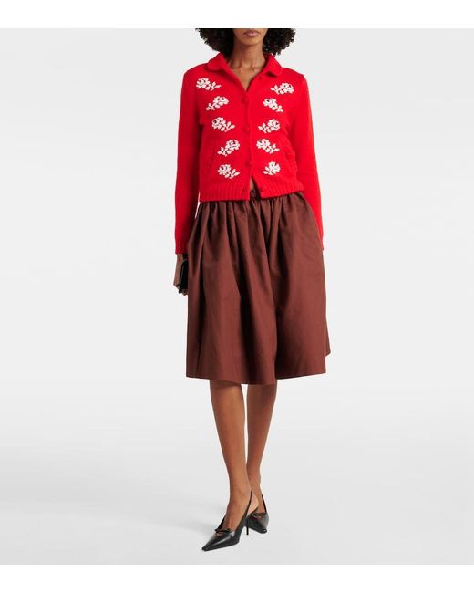 ShuShu/Tong Red Beaded Wool Cardigan
