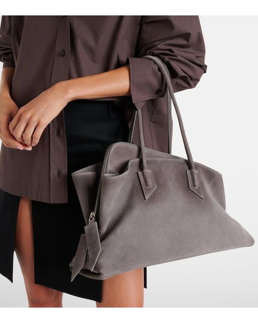 The Attico Brown Tote Bag La Passeggiata Medium Aus Veloursleder