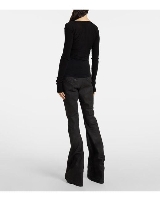 Rick Owens Black Cropped Virgin Wool Sweater