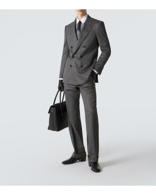 Tom Ford Gray Mouline Wool Twill Blazer for men