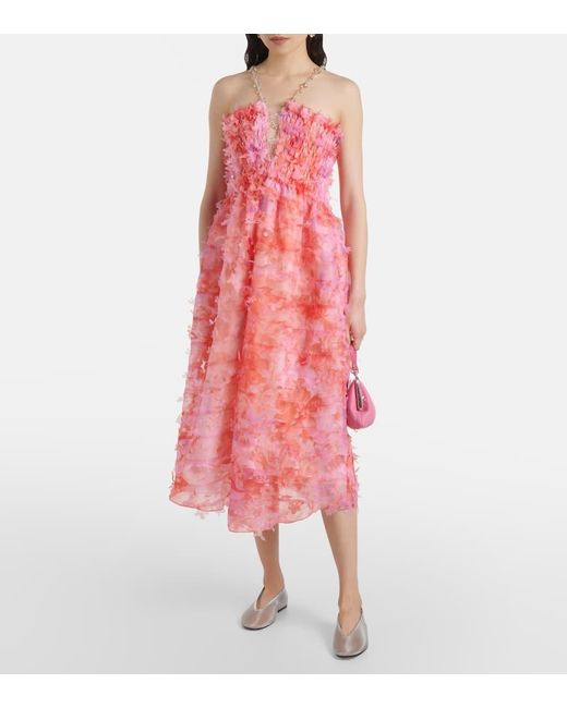 Vestido Midi De Tul Fruncido SUSAN FANG de color Pink