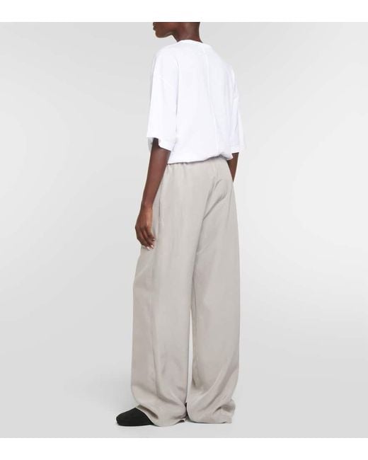 The Row Gray Jugi Mid-rise Silk Wide-leg Pants
