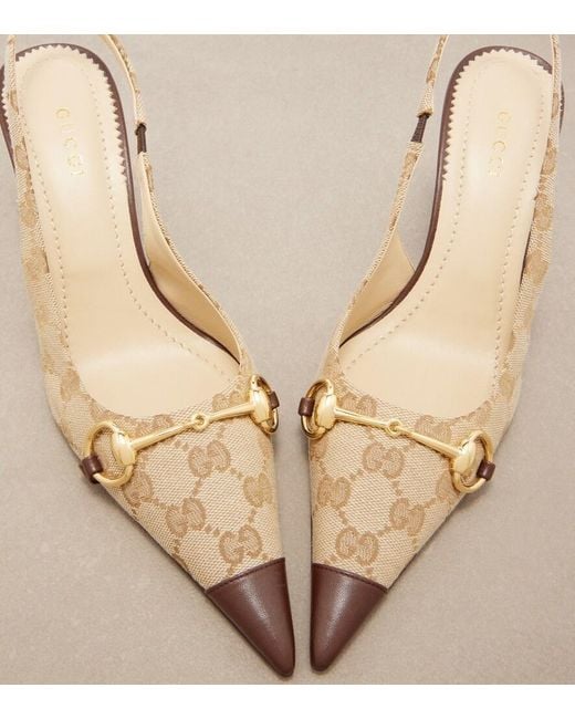 Gucci Natural Donna Gg Canvas Slingback Pumps