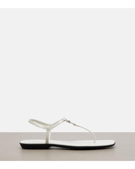Gucci White Interlocking G Leather Patent Thong Sandals