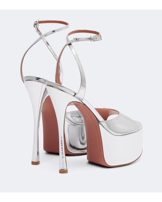 AMINA MUADDI White Aya Mirrored Leather Platform Sandals