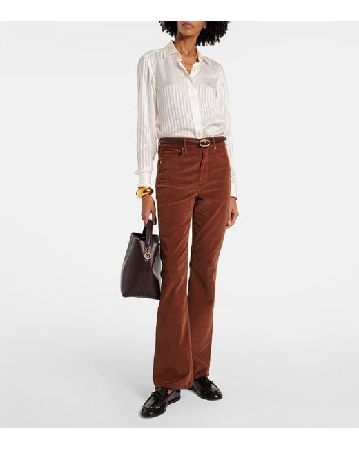 Pantalon Evase Cameron En Velours Cotele Veronica Beard en coloris Brown