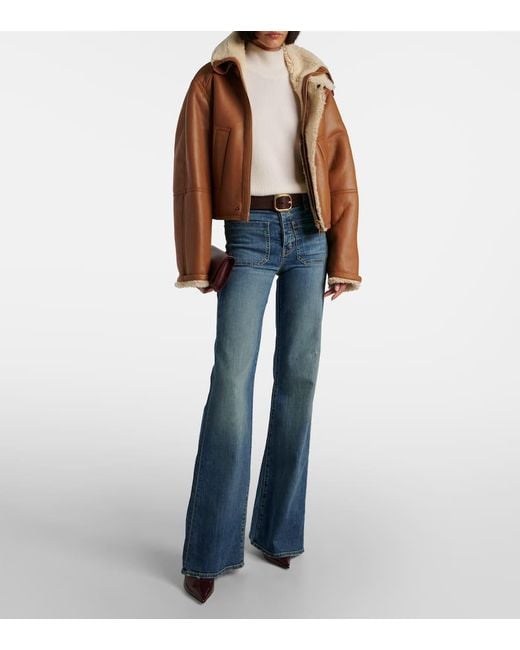 Chaqueta De Piel Con Forro De Borrego Victoria Beckham de color Brown