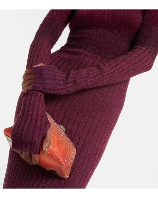 The Attico Purple Ribbed Midi Dress