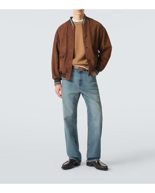 Miu Miu Brown Suede Bomber Jacket for men