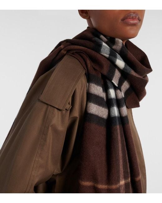 Burberry Brown Check Cashmere Scarf