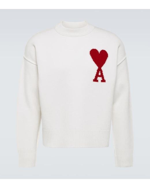 Pullover Ami De Cour di AMI in White da Uomo