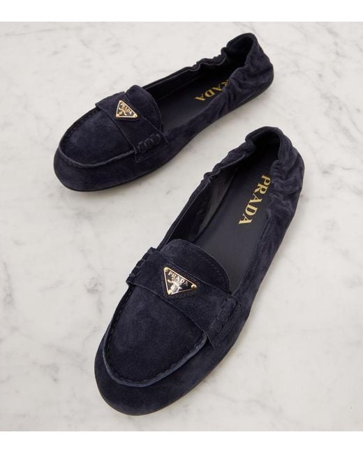 Prada Blue Suede Loafers