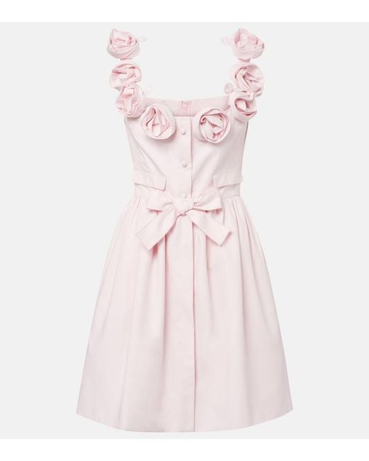 Giambattista Valli Pink Floral-Applique Cotton Minidress