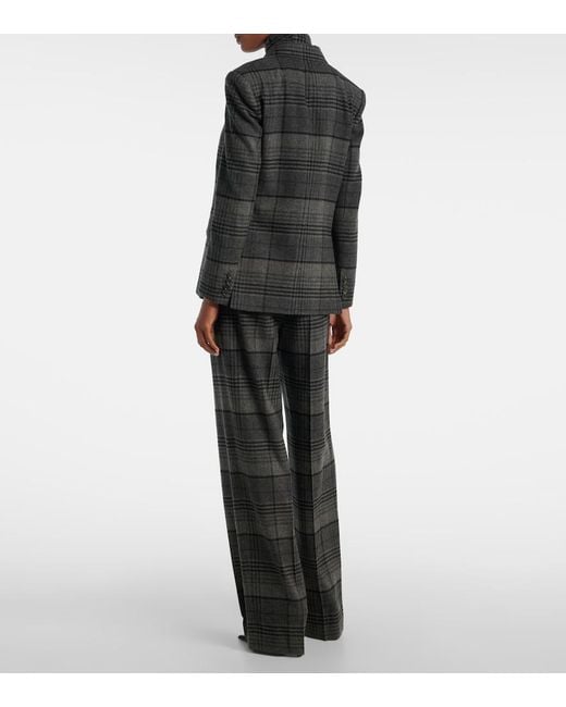 Ralph Lauren Black Kent Checked Double-Breasted Wool Jacket
