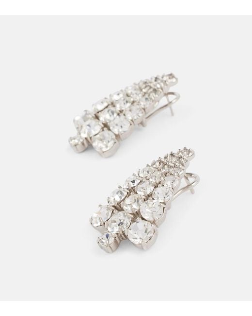 Jil Sander White Crystal-Embellished Earrings