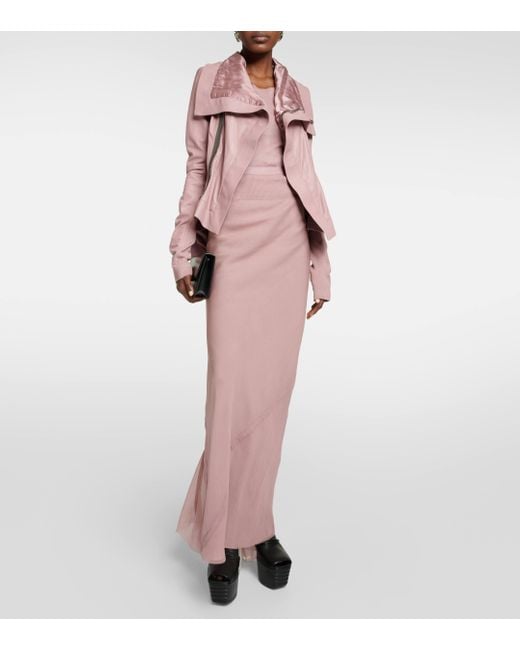 Rick Owens Pink Silk Maxi Skirt