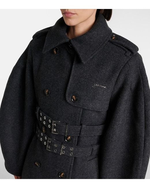 Ganni Black Belted Wool And Cashmere-Blend Coat