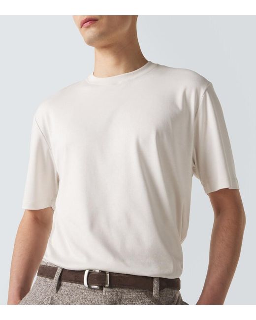 Agnona White Cotton And Silk Jersey T-Shirt for men