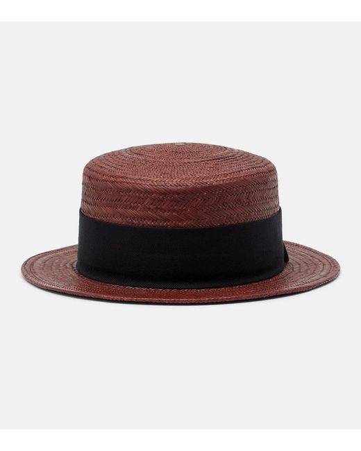 Loro Piana Red Elena Straw Sun Hat