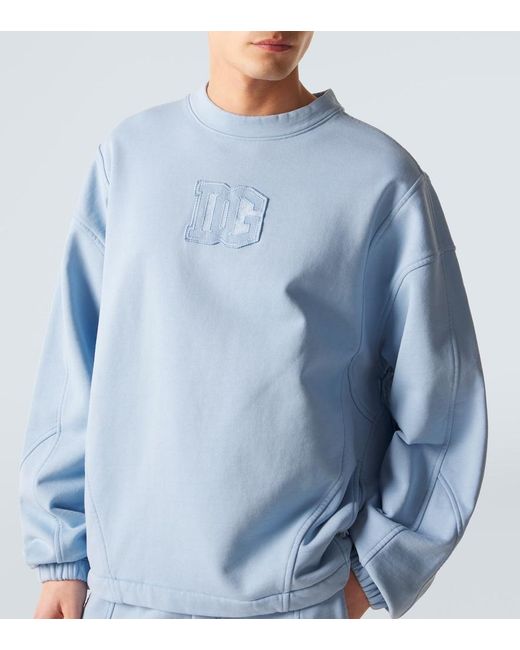 Dolce & Gabbana Blue Dg Cotton Jersey Sweatshirt for men