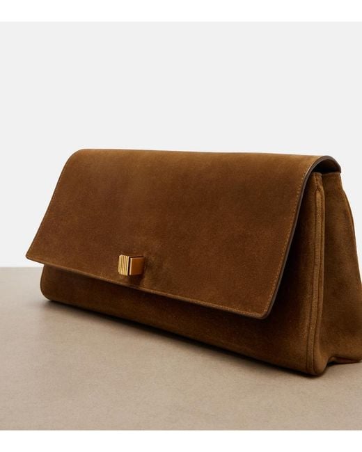 Khaite Brown Audrey Suede Clutch