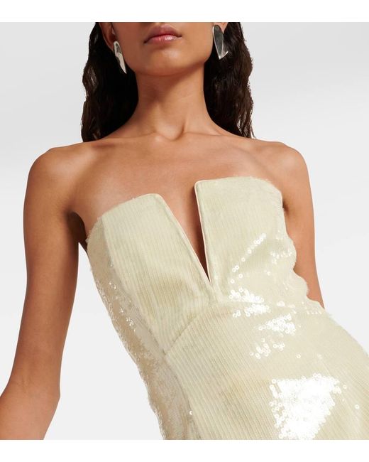 Roland Mouret Yellow Sequined Strapless Corset Dress