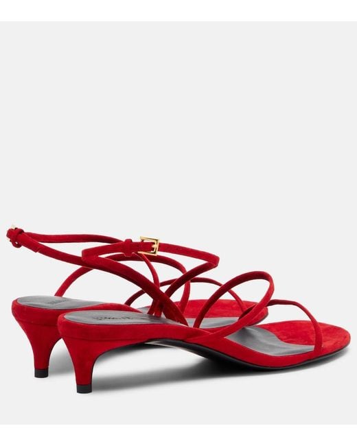 Khaite Red Loop 35 Suede Sandals