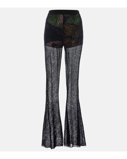 Etro Black Cotton Lace Flared Pants