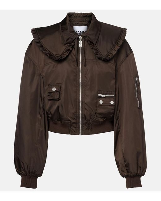 Ganni Brown Duchess Bomber Jacket