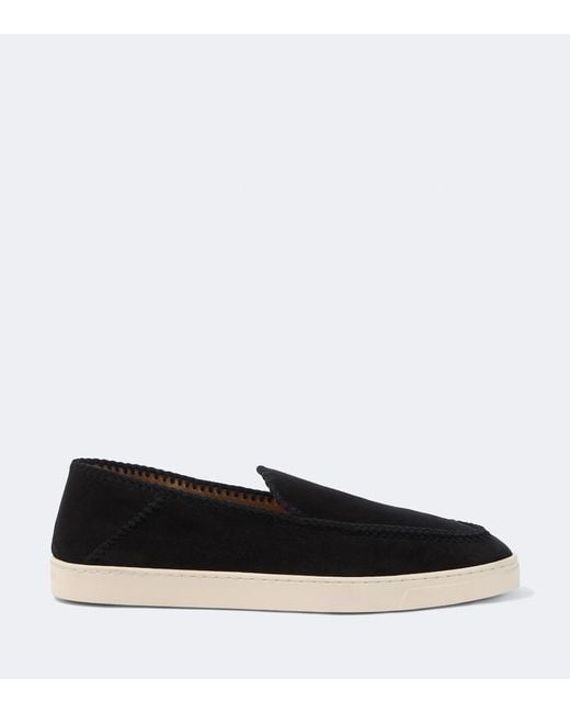 Giorgio Armani Black Galleria 3 Suede Slip-On Shoes for men