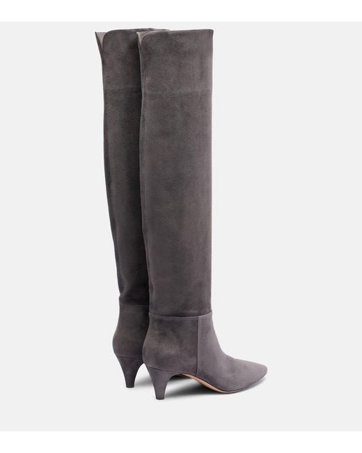Gianvito Rossi Gray Elise 55 Suede Knee-High Boots