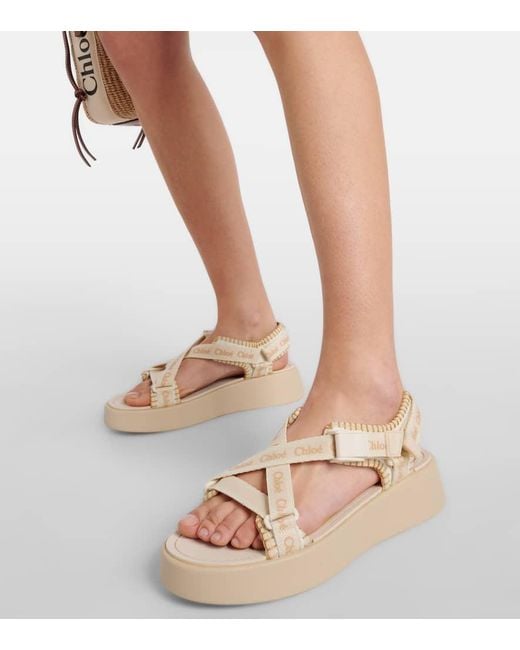 Chloe Mila Logo Platform Sandals in Natural Lyst