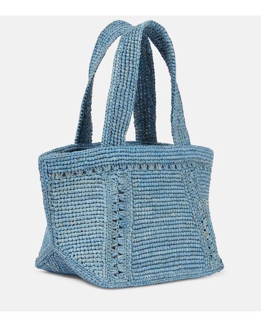 Patou Blue Jp Small Raffia Tote Bag